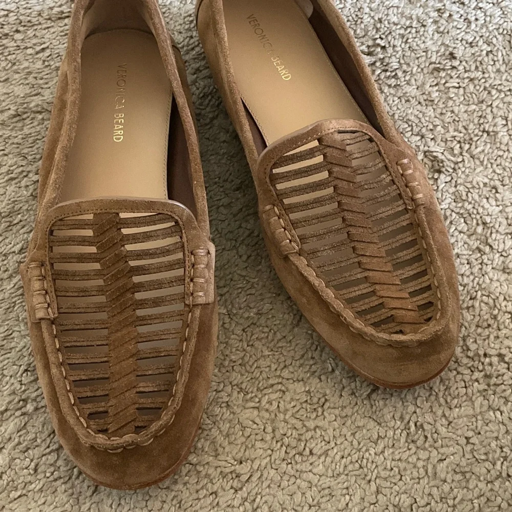 Veronica Beard Woven Tan Loafers - Picture 2 of 9